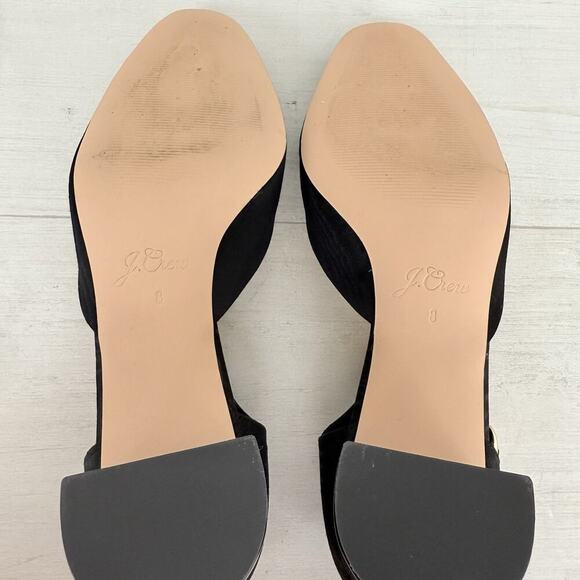 J.Crew Millie Ankle Strap Heels Size 8 Black Moiré Italian Leather Holiday Dance - Picture 11 of 16